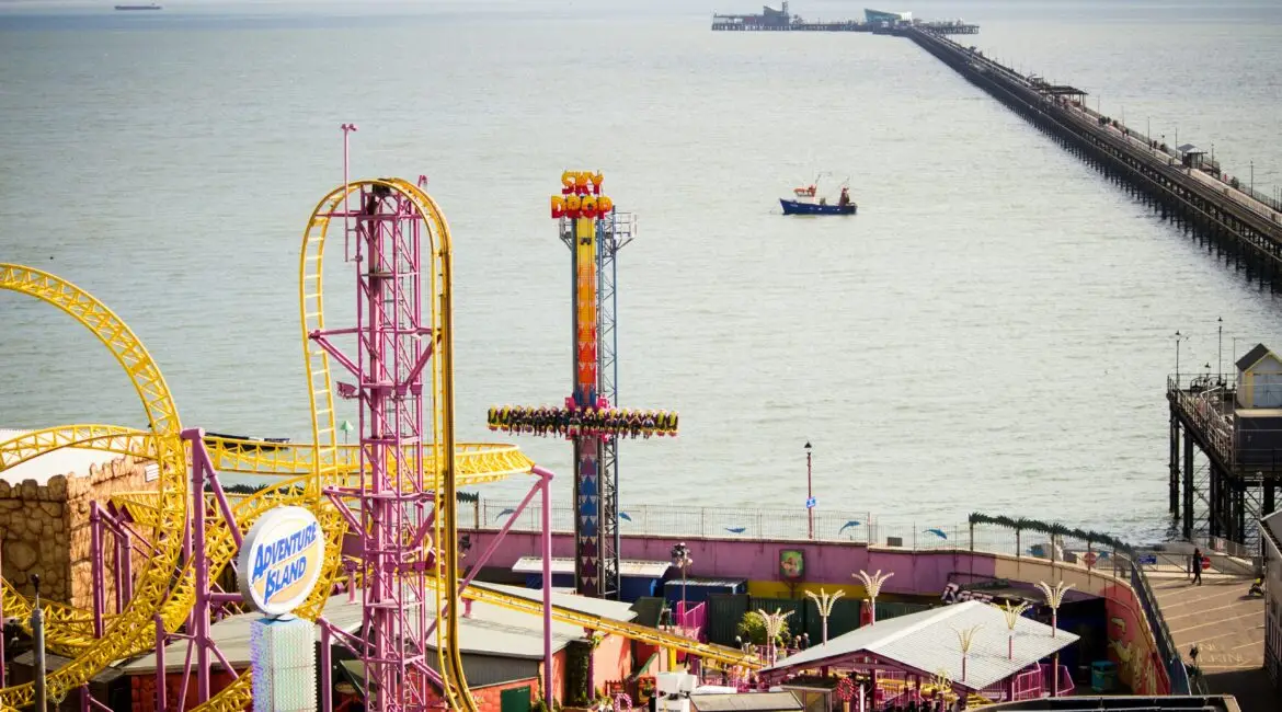 Southend seafront with first-time buyers meeting a mortgage adviser